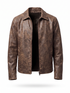 Vintage leather jacket product packshot on white
