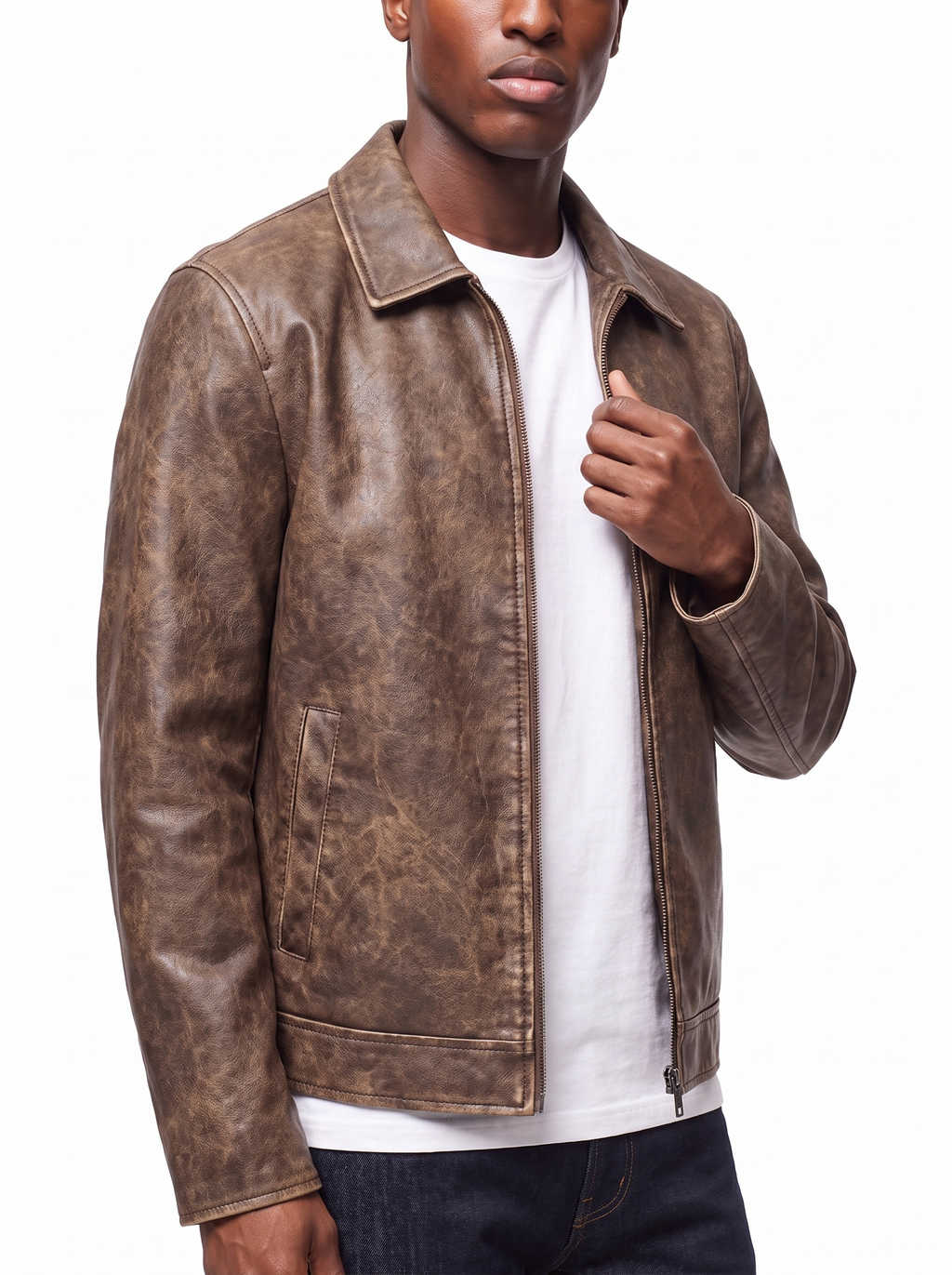 Vintage leather jacket three quarter fit shot