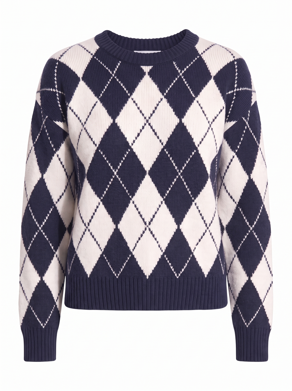 Argyle sweater product packshot on white
