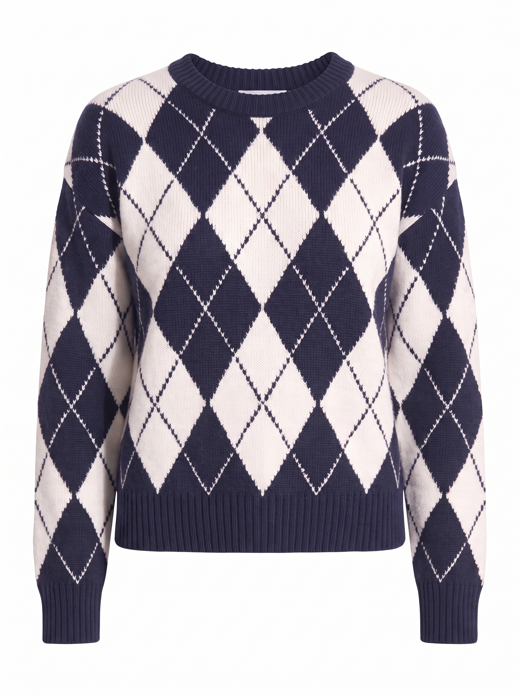 Argyle sweater product packshot on white