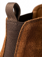 Chelsea boot elastic side gore and suede texture close up detail
