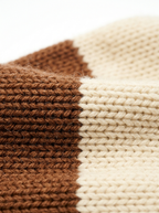 Stripe transition and knit stitch close up detail