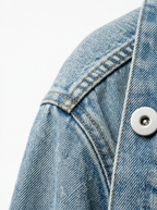 Drop shoulder seam and twill weave close up detail