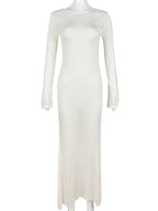 White Knitted Open-Back Beach Cover Up Dress