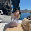 White Knitted Open-Back Beach Cover Up Dress