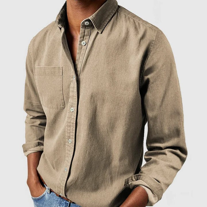 Men’s Casual Long Sleeve Button Shirt — Relaxed Fit Lightweight Everyday Wear Top