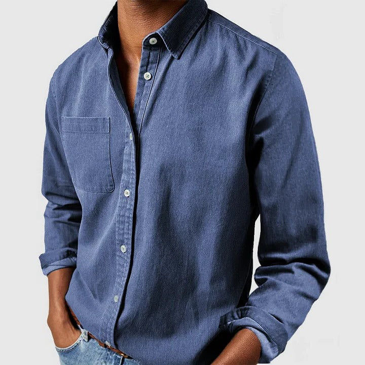 Men’s Casual Long Sleeve Button Shirt — Relaxed Fit Lightweight Everyday Wear Top