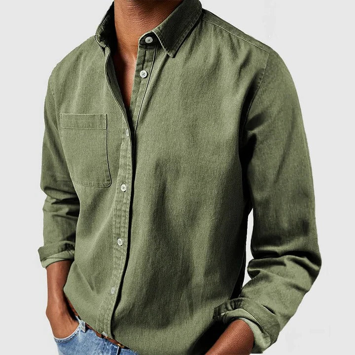 Men’s Casual Long Sleeve Button Shirt — Relaxed Fit Lightweight Everyday Wear Top