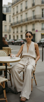 Women’s Linen Backless Lace-Up Jumpsuit – Loose Fit Summer Romper