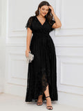 Plus Size Ruffled Lace Formal Evening Dress for Special Occasions