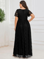 Plus Size Ruffled Lace Formal Evening Dress for Special Occasions